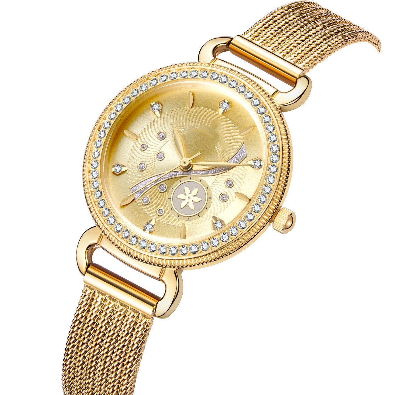 Women's Fashion Diamond-set Stainless Steel Mesh Band Waterproof Watch - MAXXLIFE ONLINE STORE