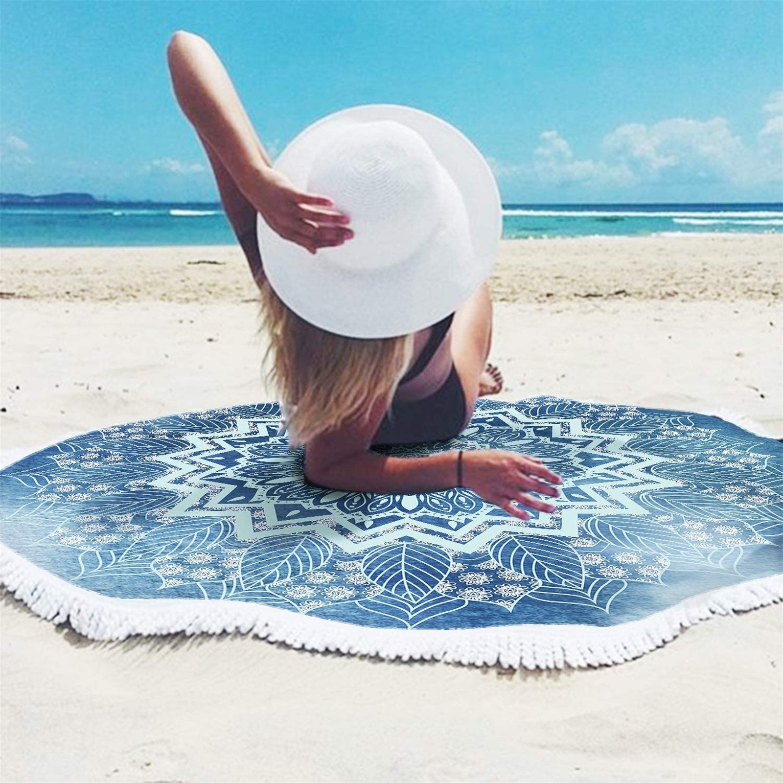 59 Inches Microfiber Beach Towel Blanket Quick Dry Thick Beach Towel Camping Picnic Vacation Tapestry Throw Yoga Picnic Mat - MAXXLIFE ONLINE STORE