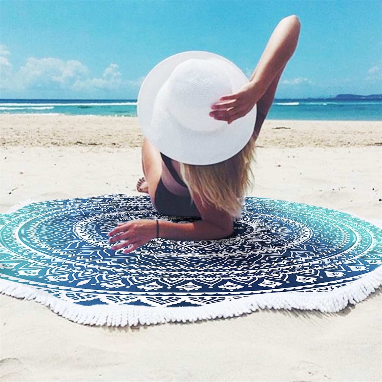 59 Inches Microfiber Beach Towel Blanket Quick Dry Thick Beach Towel Camping Picnic Vacation Tapestry Throw Yoga Picnic Mat - MAXXLIFE ONLINE STORE