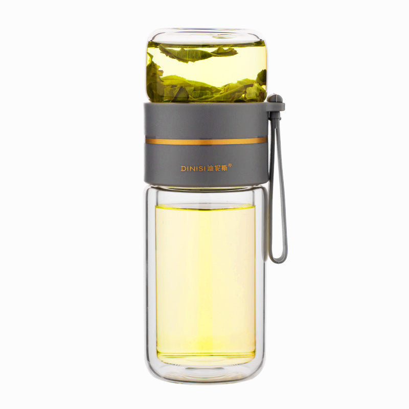 Glass Water Bottle With Tea Infuser Filter Tea Separation Double Wall Glass Bottle Leakproof Water Bottle - MAXXLIFE ONLINE STORE