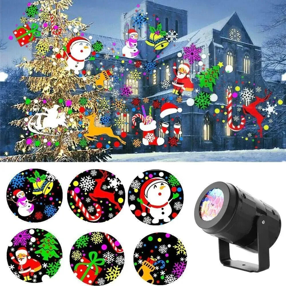 2023 Christmas Party Lights Snowflake Projector Light Led Stage Light Rotating Xmas Pattern Outdoor Holiday Lighting Garden Christmas  Decor - MAXXLIFE ONLINE STORE