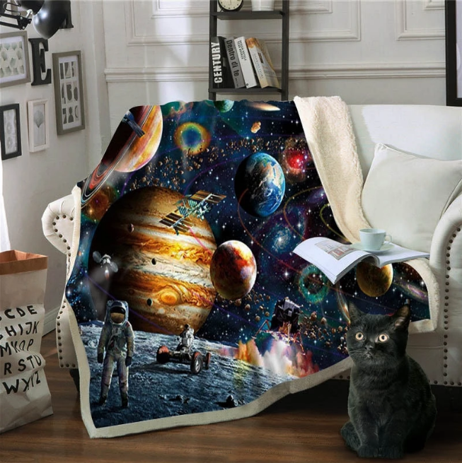 BeddingOutlet Sloth Blankets For Bed Cartoon Animal Plush Blanket Planet Star Bedding Universe Outer Space Sherpa Fleece Blanket - MAXXLIFE ONLINE STORE