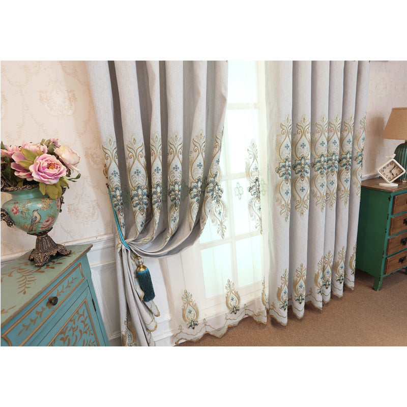 Slub cotton embroidery curtain fabric - MAXXLIFE ONLINE STORE