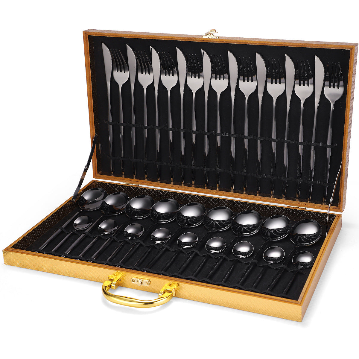 36-piece Stainless Steel Tableware Wooden Box Gift Box Set - MAXXLIFE ONLINE STORE