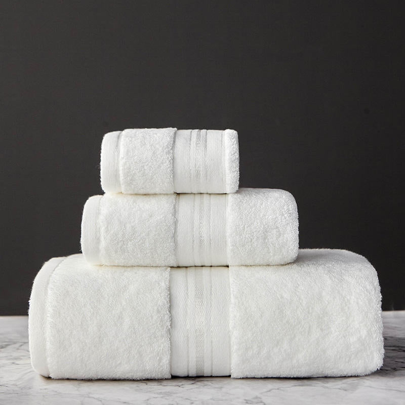 Pure Color Thick Cotton Bath Towel Set Towel Set Increased Pure Cotton Beach Towel Beauty Salon Bath Towel - MAXXLIFE ONLINE STORE