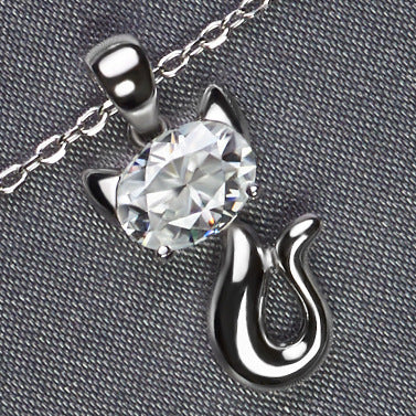 Mozan Diamond Necklace 1.5 Carat Oval 925 Silver Necklace Love Animal Necklace - MAXXLIFE ONLINE STORE