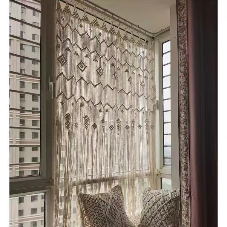 Finished Hoop Door Curtain Bohemian Tapestry Hand Woven Curtain European Style - MAXXLIFE ONLINE STORE