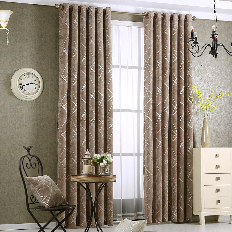 Solid Color Simple Modern Light Luxury Living Room Chenille Blackout Curtains - MAXXLIFE ONLINE STORE