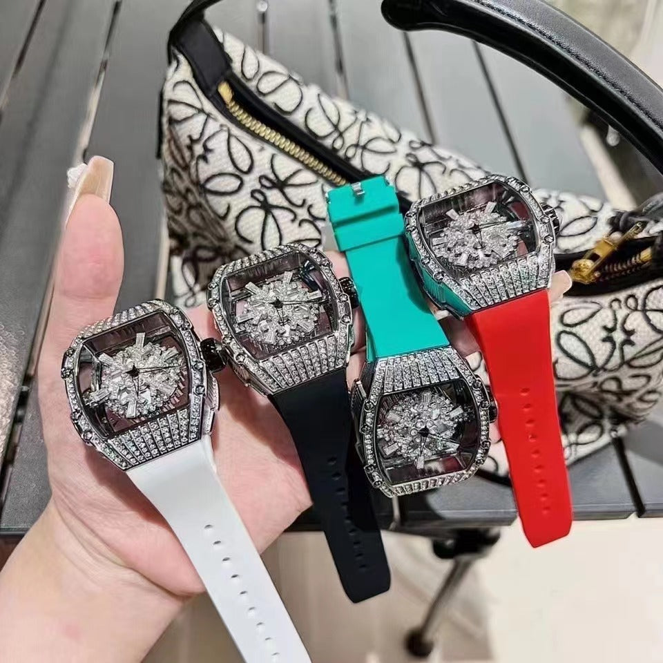 Hollow Full Diamond Luxury Women's Watch Silicone - MAXXLIFE ONLINE STORE