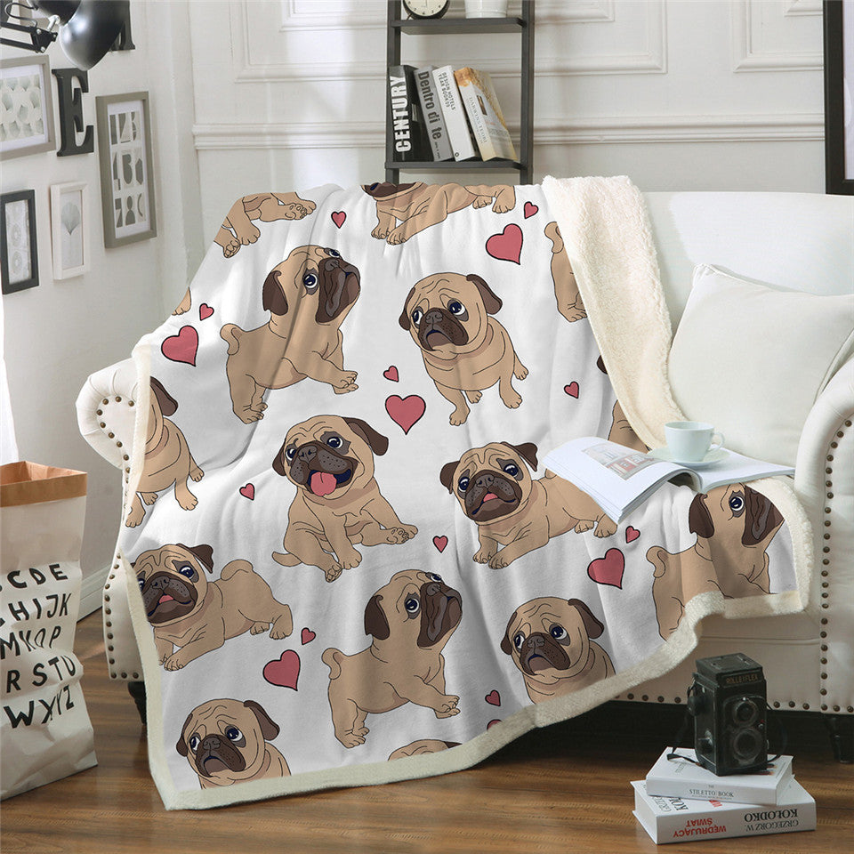 Winter Double-layer Thick Blankets Printed Cotton Fleece Blanket Sofa Blankets Lazy Blankets Puppy Series - MAXXLIFE ONLINE STORE