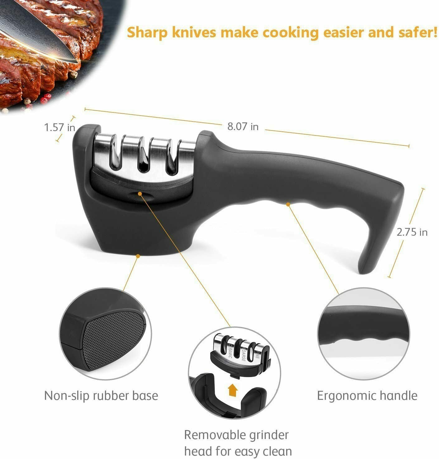 KNIFE SHARPENER Ceramic Tungsten Kitchen Knives Blade Sharpening System Tool USA - MAXXLIFE ONLINE STORE