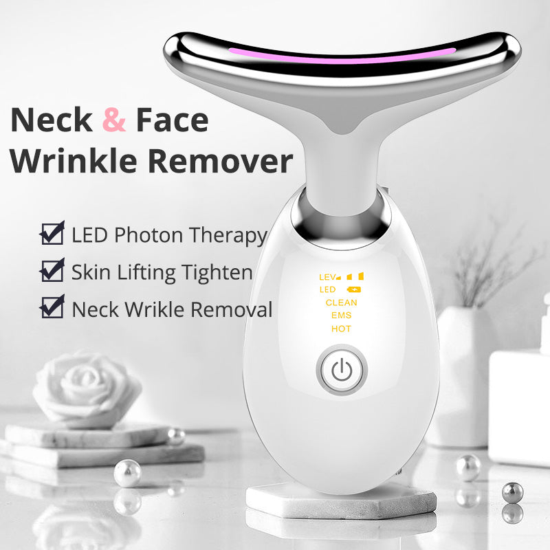 EMS Thermal Neck Lifting And Tighten Massager Electric Microcurrent Wrinkle Remover LED Photon Face Beauty Device For Woman - MAXXLIFE ONLINE STORE