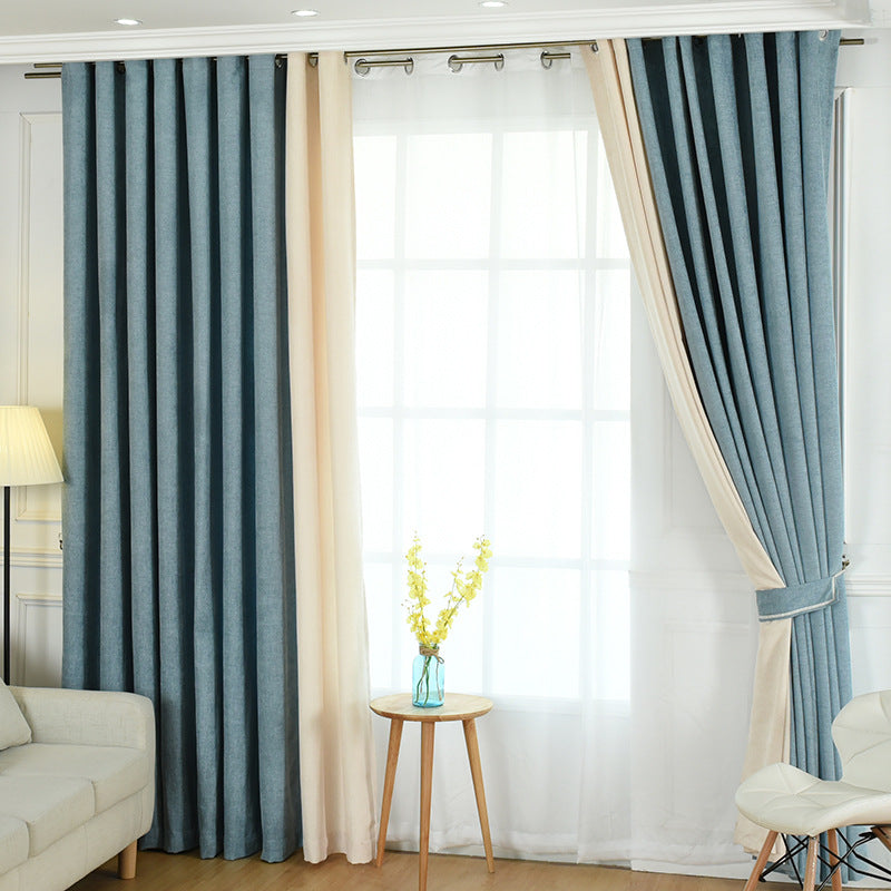 Factory direct stitching simple solid chenille curtain high shading curtain finished living room bedroom curtains - MAXXLIFE ONLINE STORE