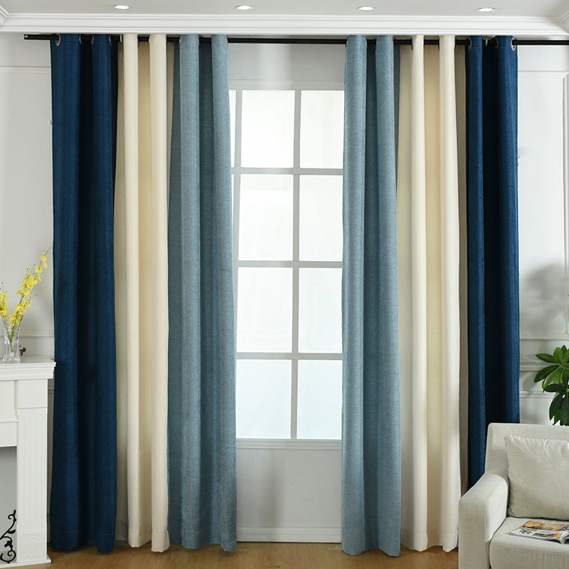 Factory direct stitching simple solid chenille curtain high shading curtain finished living room bedroom curtains - MAXXLIFE ONLINE STORE