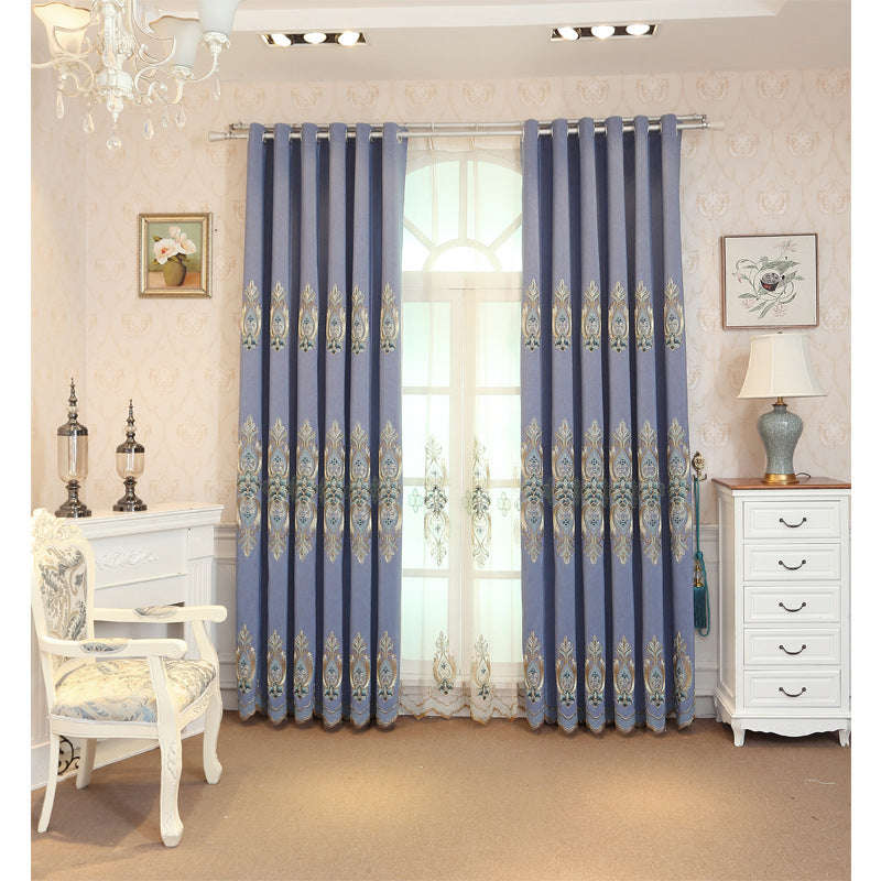 Slub cotton embroidery curtain fabric - MAXXLIFE ONLINE STORE