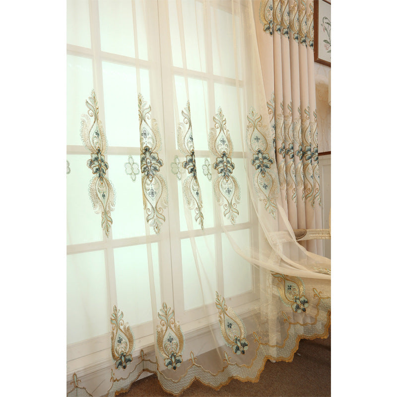 Slub cotton embroidery curtain fabric - MAXXLIFE ONLINE STORE