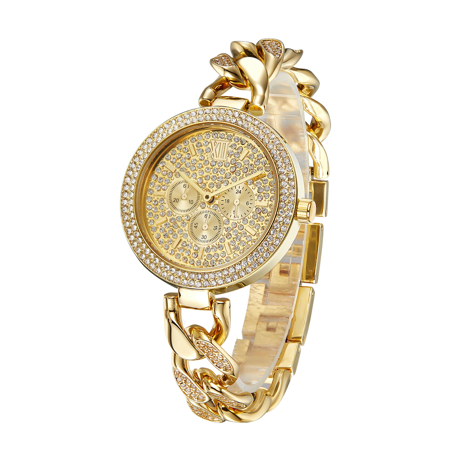 Trendy Diamond Hip Hop Cuban Chain Quartz Watch - MAXXLIFE ONLINE STORE