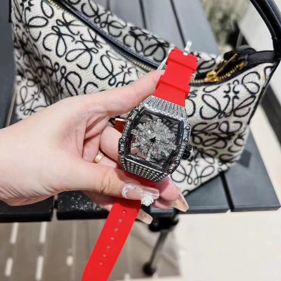 Hollow Full Diamond Luxury Women's Watch Silicone - MAXXLIFE ONLINE STORE