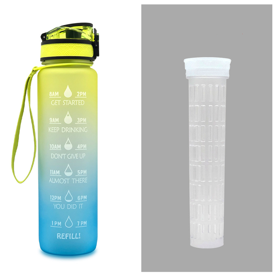 1L Tritan Water Bottle With Time Marker Bounce Cover Motivational Water Bottle Cycling Leakproof Cup For Sports Fitness Bottles - MAXXLIFE ONLINE STORE