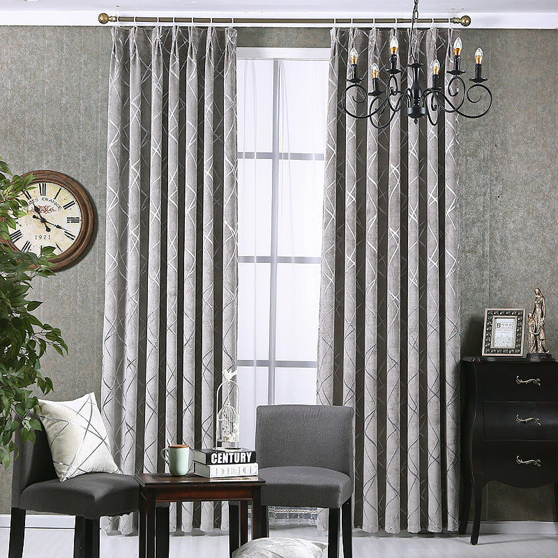 Solid Color Simple Modern Light Luxury Living Room Chenille Blackout Curtains - MAXXLIFE ONLINE STORE