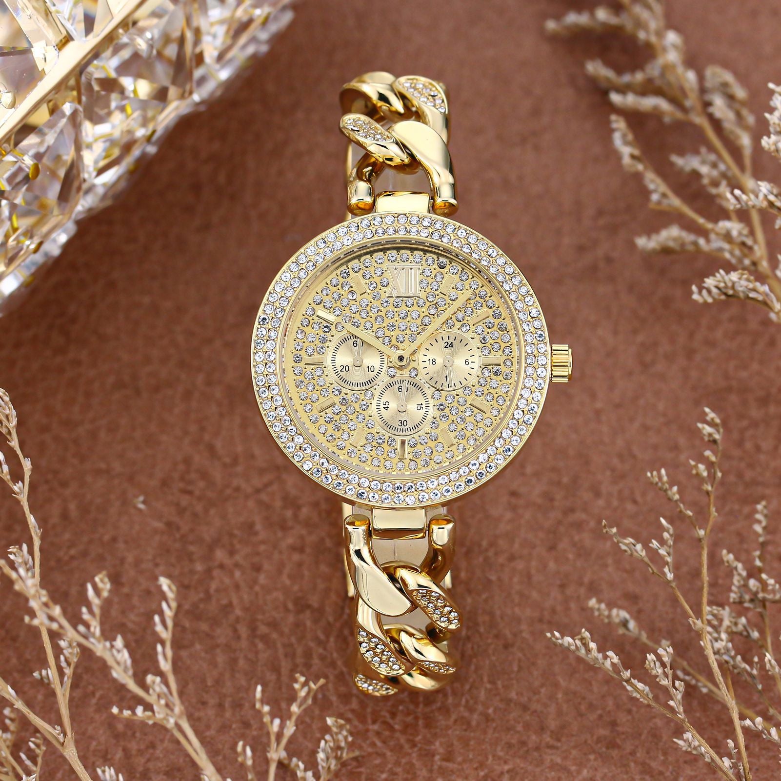 Trendy Diamond Hip Hop Cuban Chain Quartz Watch - MAXXLIFE ONLINE STORE