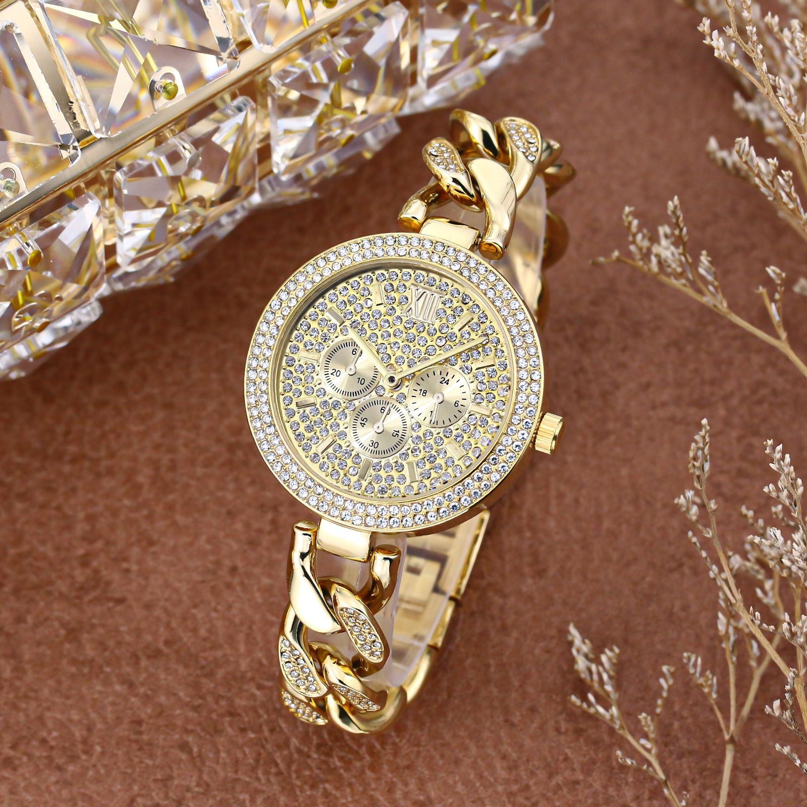 Trendy Diamond Hip Hop Cuban Chain Quartz Watch - MAXXLIFE ONLINE STORE