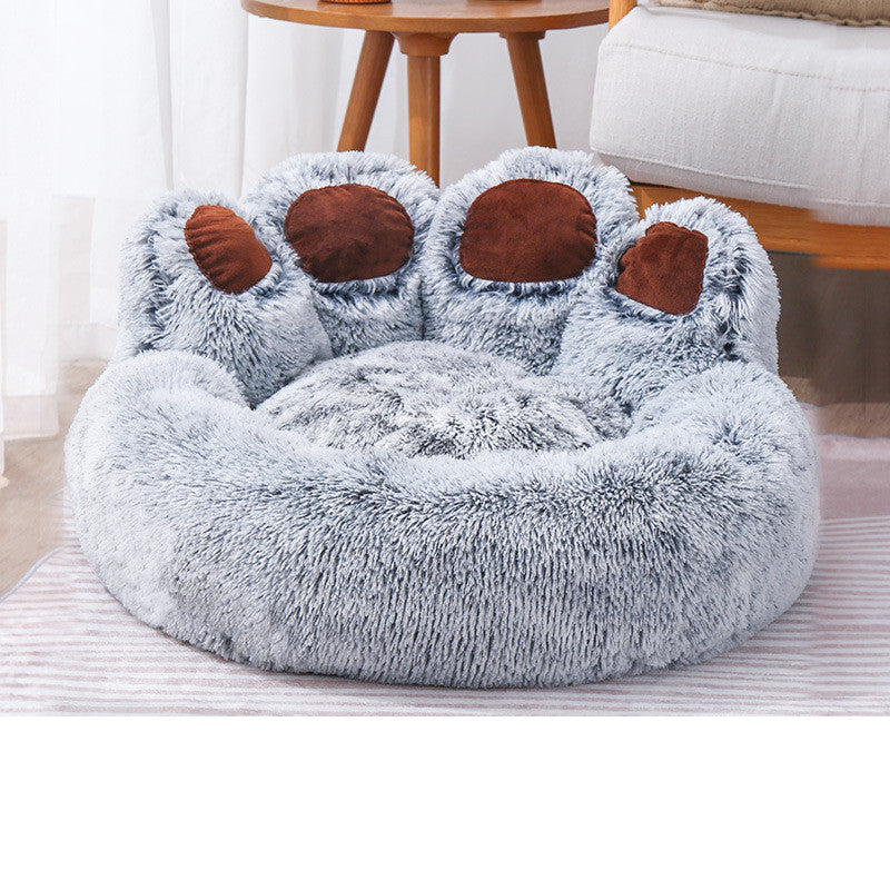 Dog Bed Cat Mat Round Large Pet House Long Plush Deep Sleeping Warm Bear Paw Shape Super Soft Cushion Calm Beds - MAXXLIFE ONLINE STORE