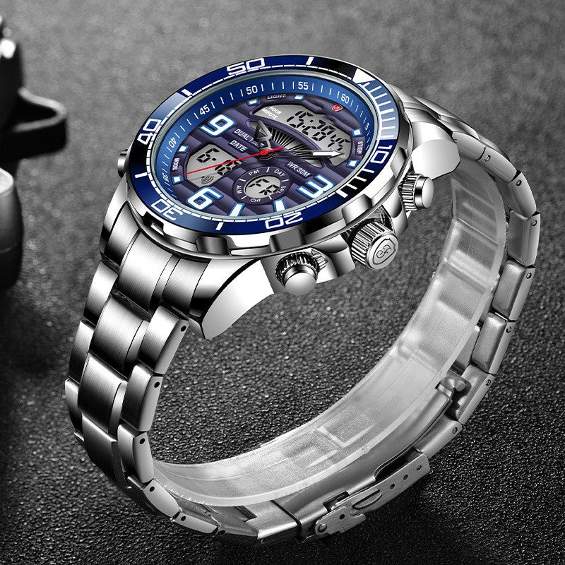 Dual Display Electronic Quartz Watch Men's Multifunctional Waterproof - MAXXLIFE ONLINE STORE