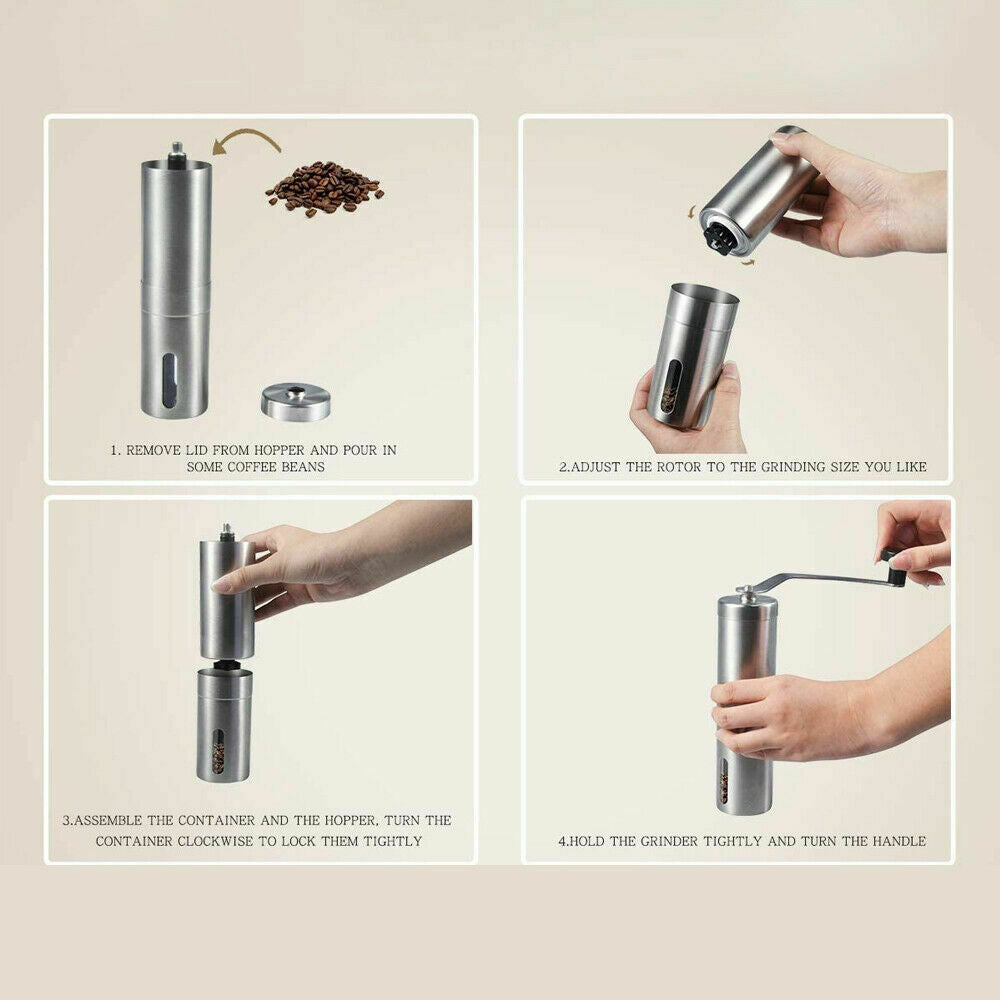 Home Portable Manual Coffee Grinder Stainless Steel with Ceramic Burr Bean Mill - MAXXLIFE ONLINE STORE