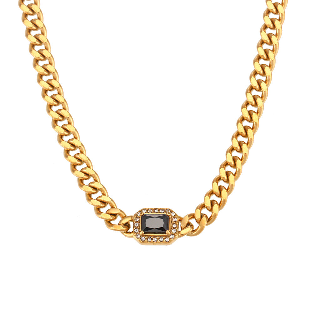 Fashionable All-match Stainless Steel Cuban Link Chain Zircon Bracelet - MAXXLIFE ONLINE STORE