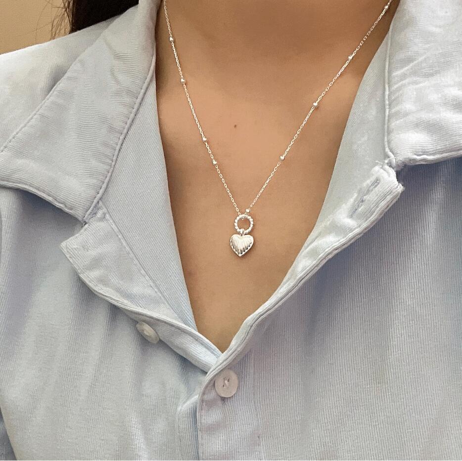 Korean Style S925 Sterling Silver Geometric Heart Shape Clavicle Chain - MAXXLIFE ONLINE STORE