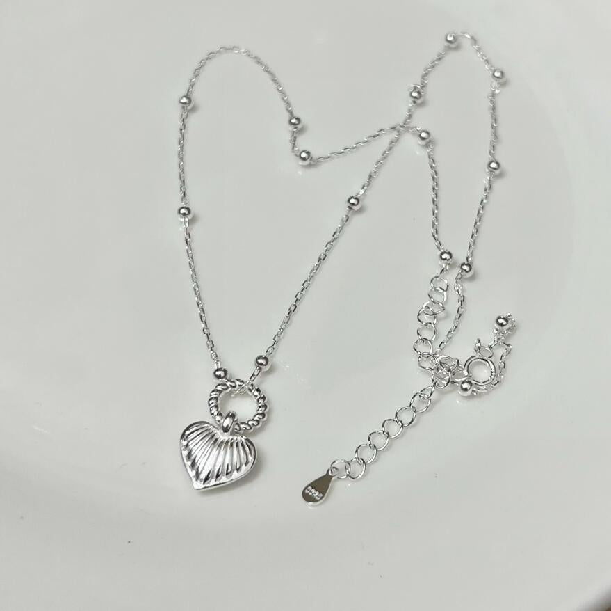 Korean Style S925 Sterling Silver Geometric Heart Shape Clavicle Chain - MAXXLIFE ONLINE STORE