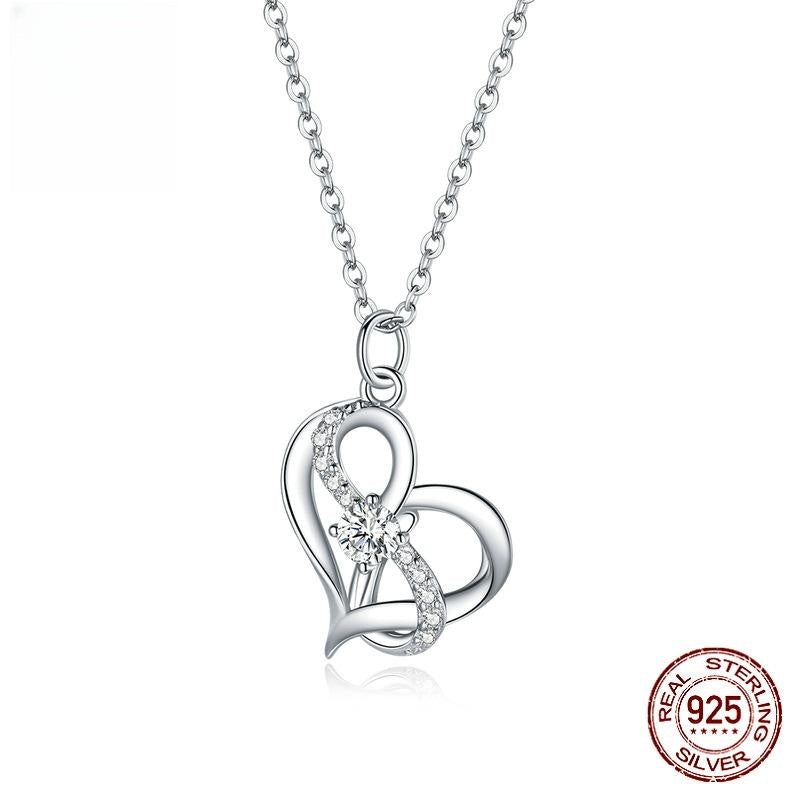 Heart-shaped Hollow Inlaid Zircon S925 Necklace - MAXXLIFE ONLINE STORE