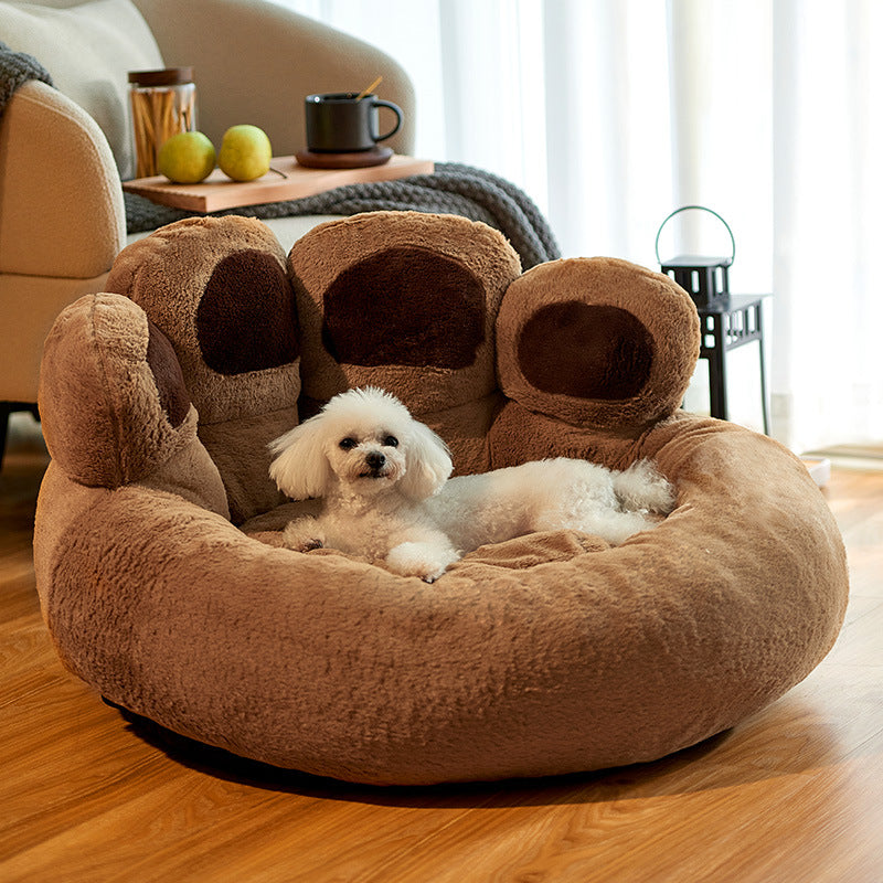 Dog Bed Cat Mat Round Large Pet House Long Plush Deep Sleeping Warm Bear Paw Shape Super Soft Cushion Calm Beds - MAXXLIFE ONLINE STORE