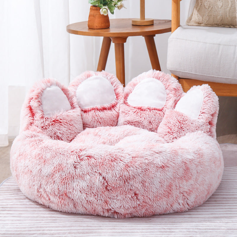 Dog Bed Cat Mat Round Large Pet House Long Plush Deep Sleeping Warm Bear Paw Shape Super Soft Cushion Calm Beds - MAXXLIFE ONLINE STORE