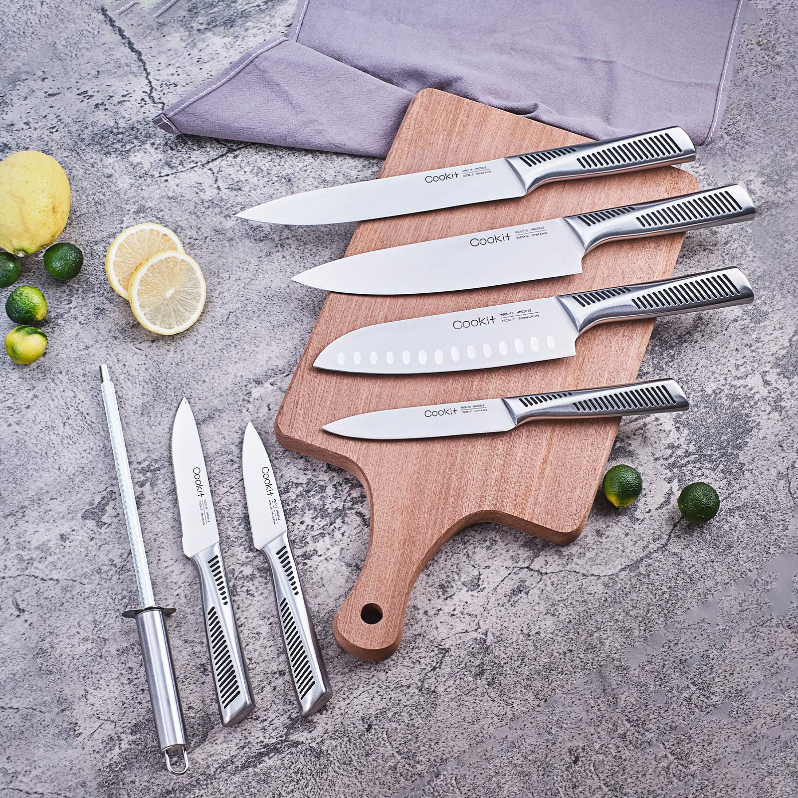 Kitchen Knife Set, 15 Piece Knife Sets with Block, Chef Knives with Non-Slip German Stainless Steel Hollow Handle Cutlery Set with Multifunctional Scissors Knife Sharpener  Amazon Platform Banned - MAXXLIFE ONLINE STORE