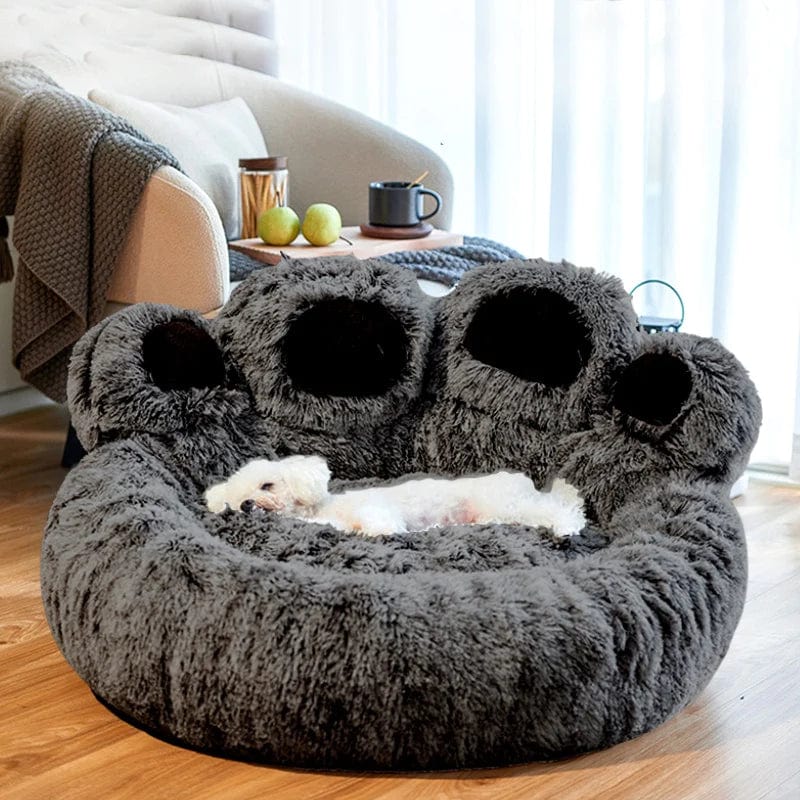 Dog Bed Cat Mat Round Large Pet House Long Plush Deep Sleeping Warm Bear Paw Shape Super Soft Cushion Calm Beds - MAXXLIFE ONLINE STORE