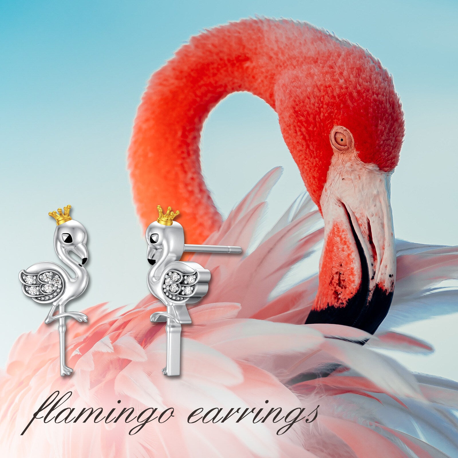 Flamingo Earrings 925 Sterling Silver Flamingo Jewelry Stud Earrings Gifts for Women Girls - MAXXLIFE ONLINE STORE