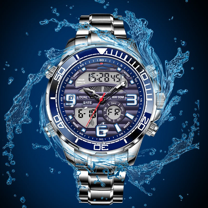 Dual Display Electronic Quartz Watch Men's Multifunctional Waterproof - MAXXLIFE ONLINE STORE