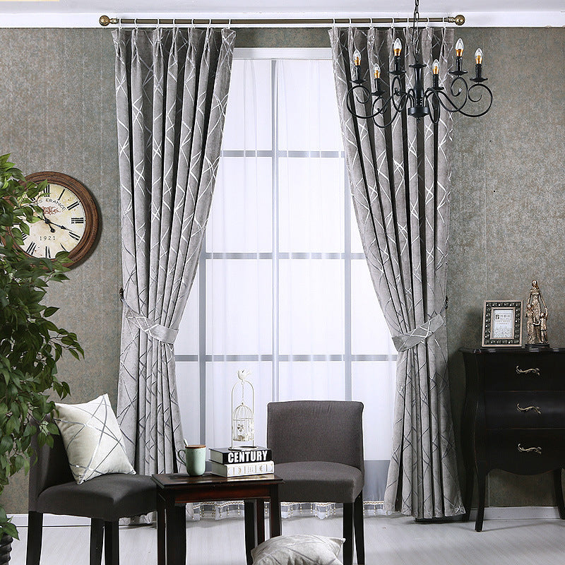 Solid Color Simple Modern Light Luxury Living Room Chenille Blackout Curtains - MAXXLIFE ONLINE STORE