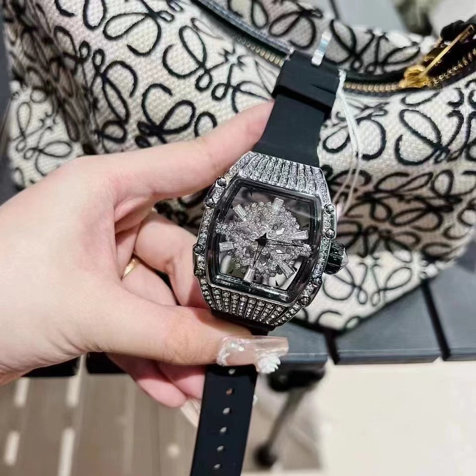 Hollow Full Diamond Luxury Women's Watch Silicone - MAXXLIFE ONLINE STORE