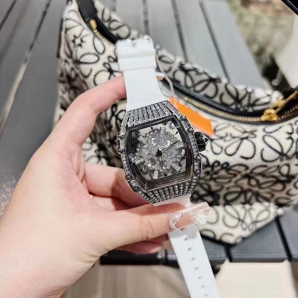 Hollow Full Diamond Luxury Women's Watch Silicone - MAXXLIFE ONLINE STORE