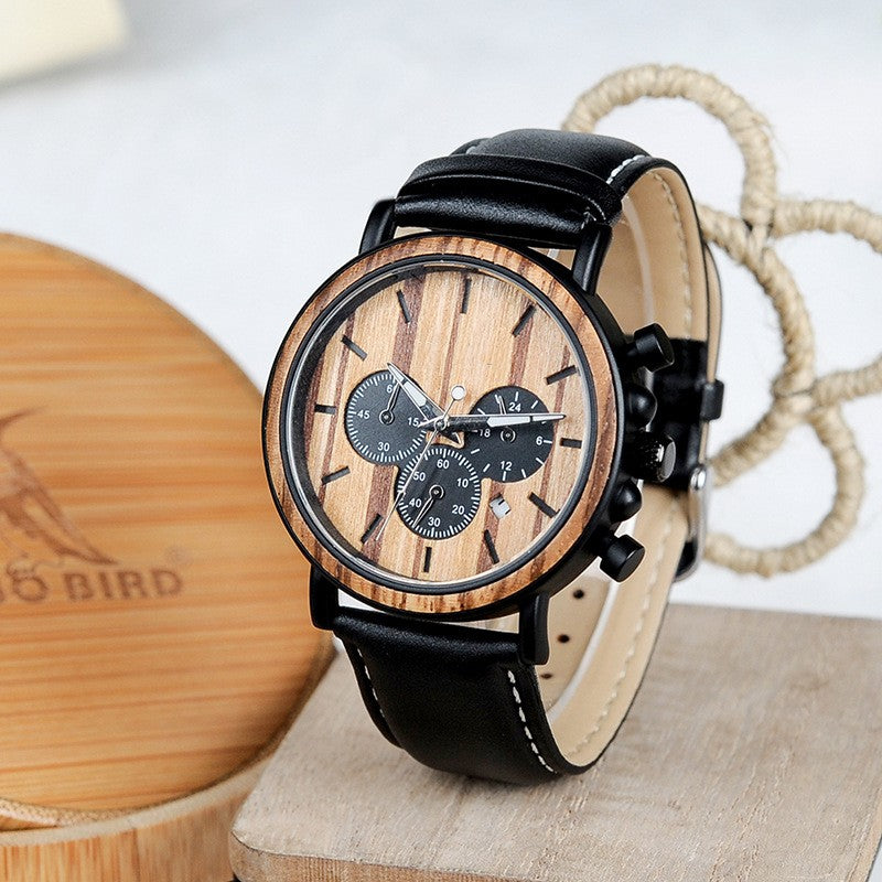 Multi-functional Cross-border Literary Young Men's Wooden Watch Luminous Watch - MAXXLIFE ONLINE STORE