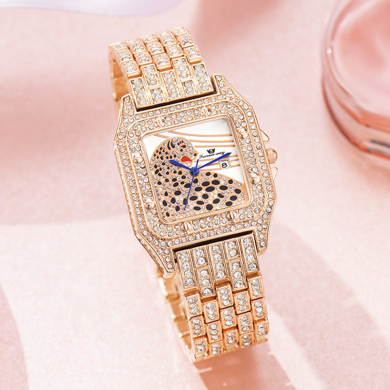 Square Full Star Leopard Diamond Women's Watch Quartz Women's Watch - MAXXLIFE ONLINE STORE